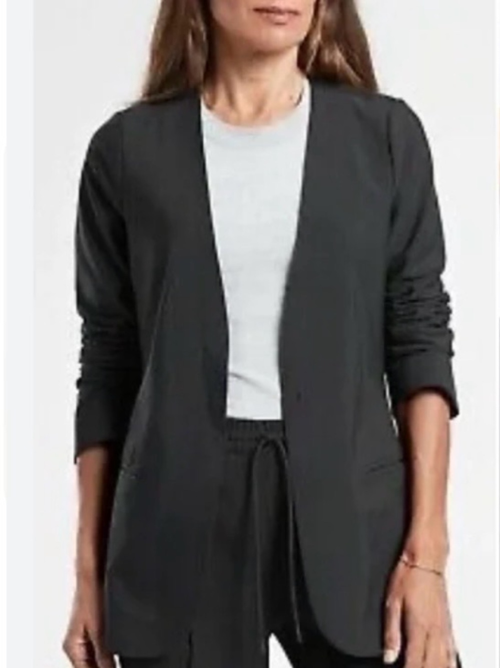 Athleta Stretch Blazer Cosmic Interstellar Jacket Black SZ 12  Office Classic